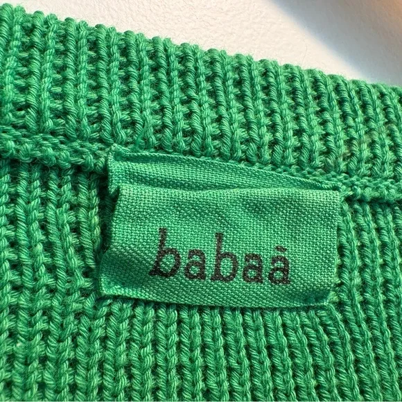 Babaa Green Cotton Jumper with dropped shoulders - one size - Picture 3 of 3